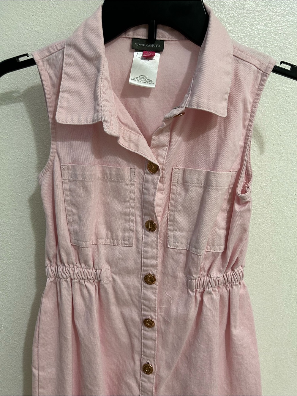 Vince Camuto Pink Sleeveless Button-Front Girls Dress - Picture 3 of 4